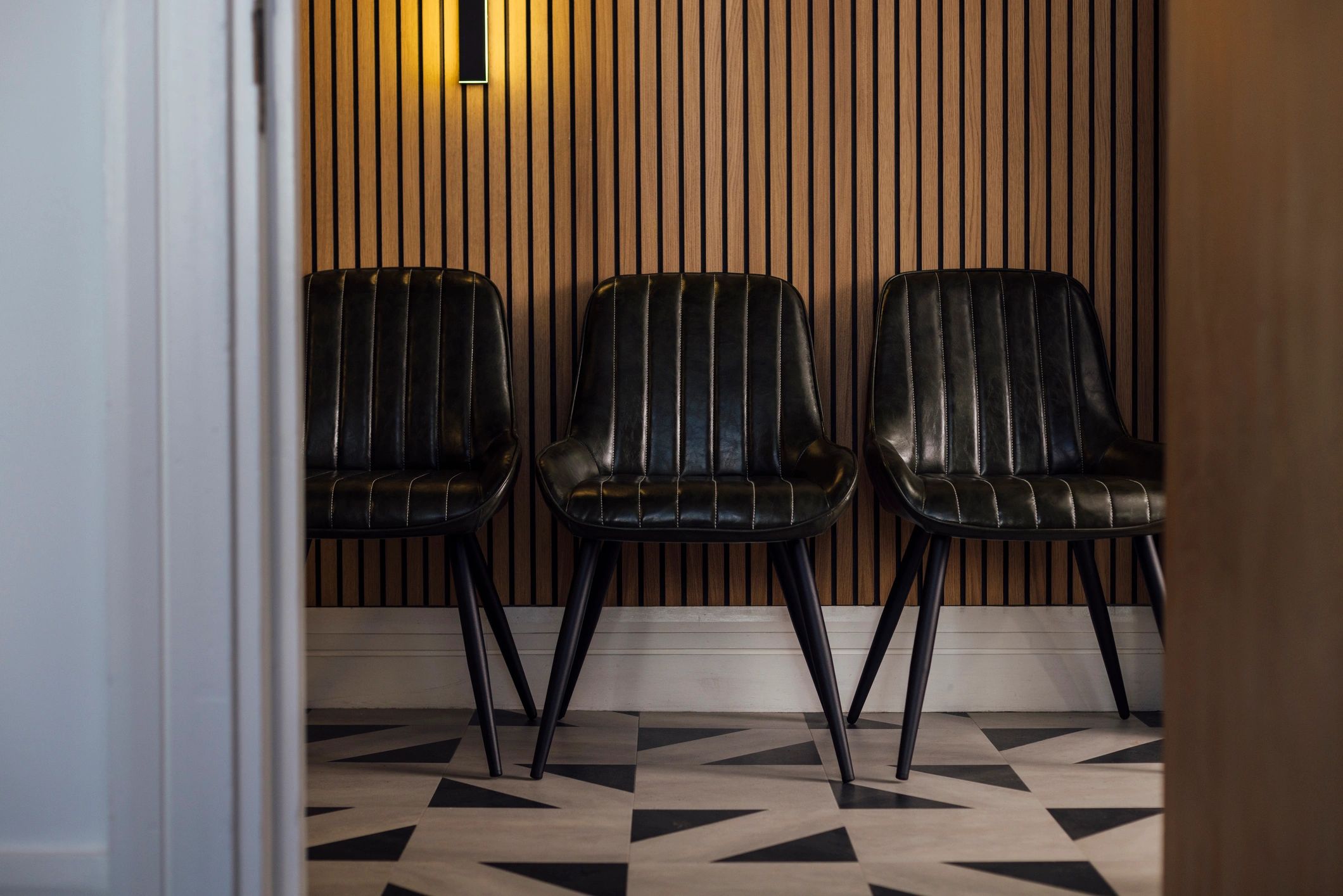 Clinic waiting area suitable for patient education materials