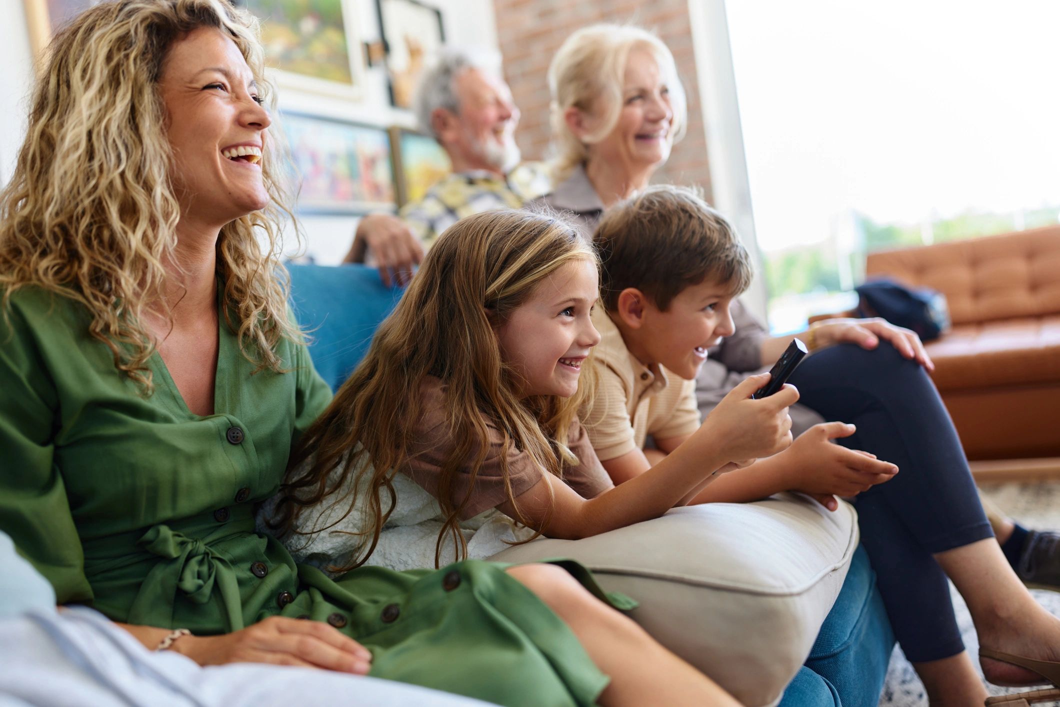 Supportive family together at home